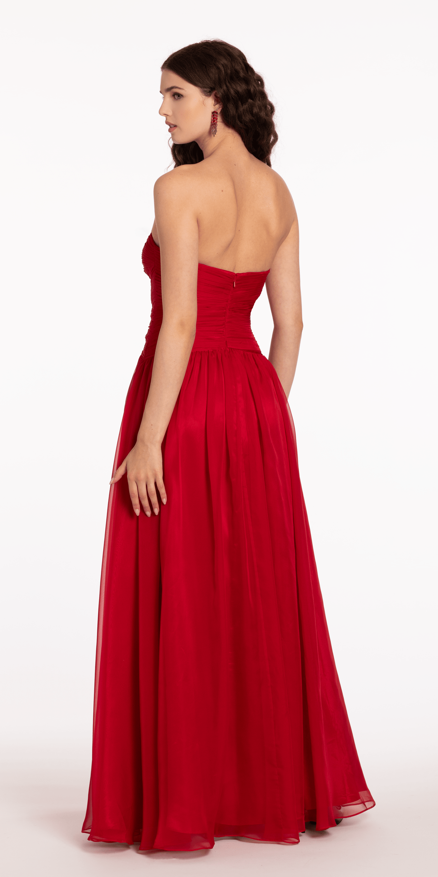 red Size 2 missy Camille La Vie Ruched Chiffon Sweetheart Peek-a-Boo A Line Dress with Rose Detail