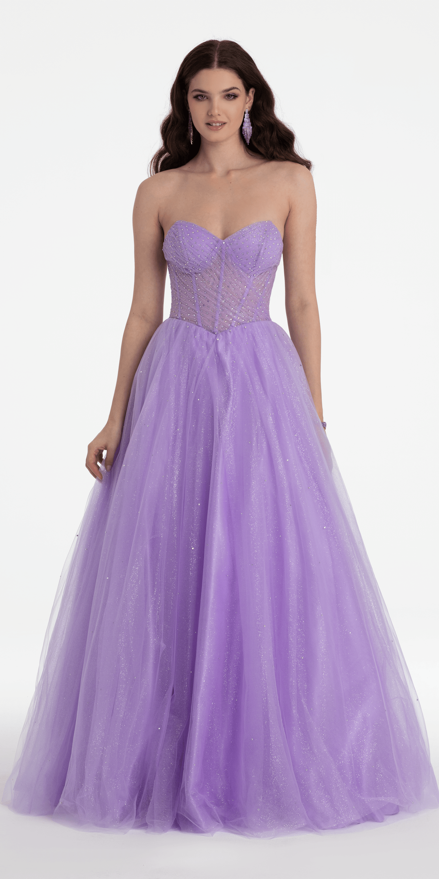 Camille La Vie Sheer Corset Sweetheart Tulle Ballgown