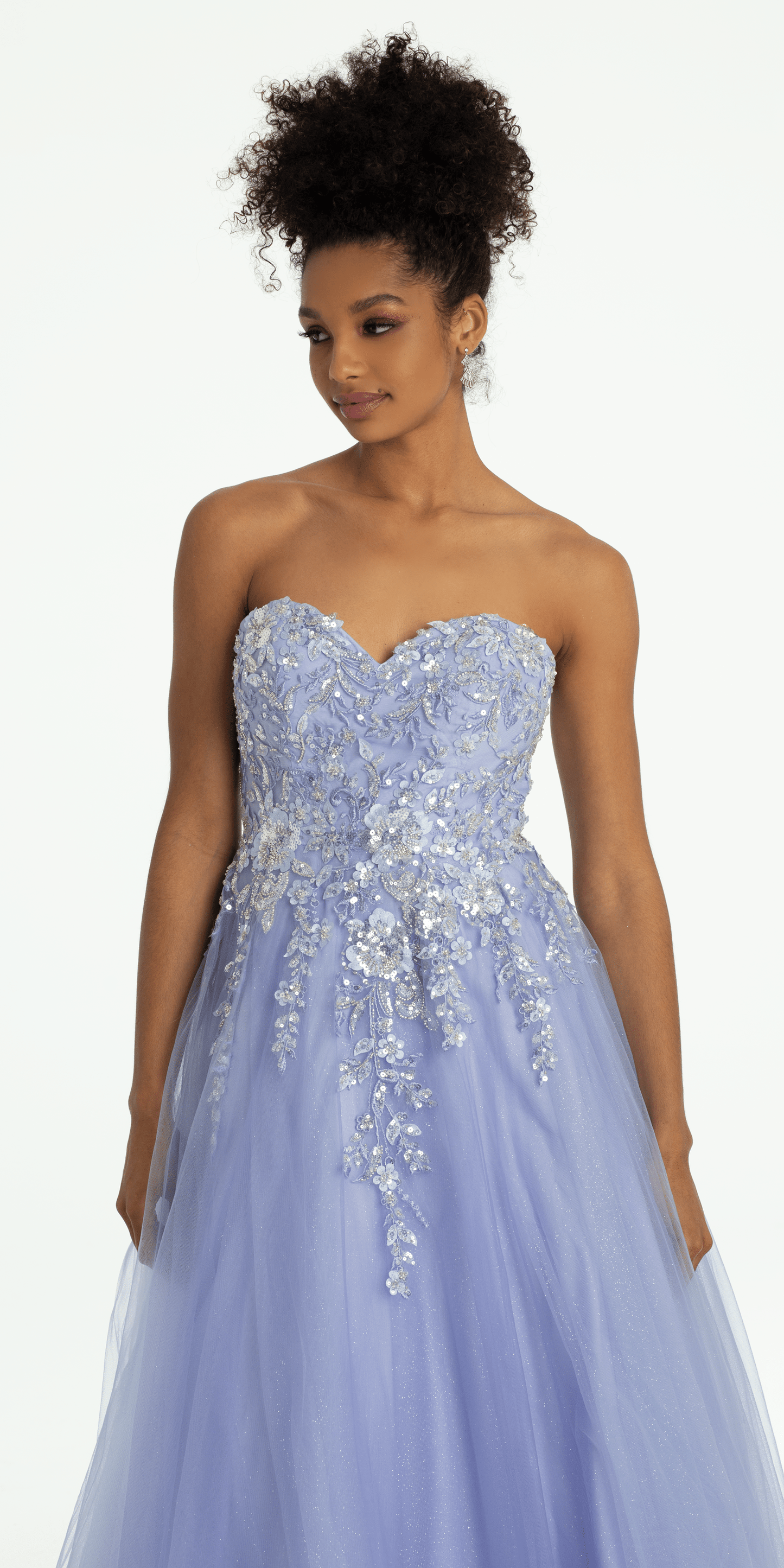 lilac Size 0 missy Camille La Vie 3D Embroidered Sweetheart Glitter Ballgown