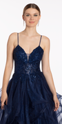 Sequin Plunge Corset Tulle Tiered  Ballgown Image 3
