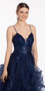 Sequin Plunge Corset Tulle Tiered  Ballgown Image 2