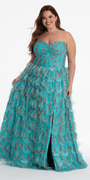 Sweetheart Ruched Print Mesh Tiered A Line Dress Image 7