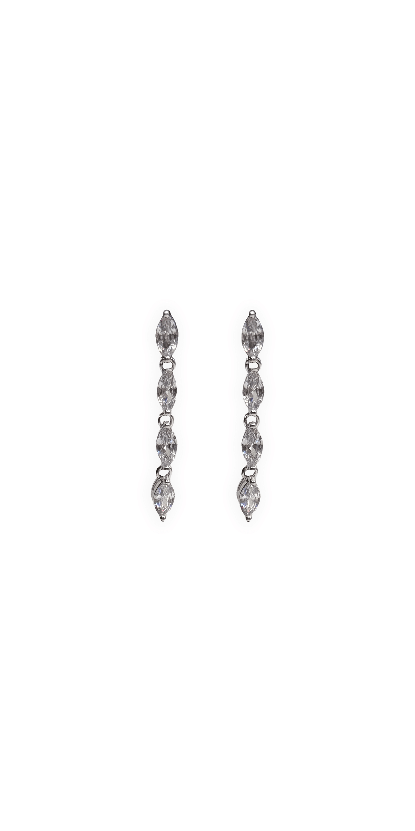 silver/ Size OS/ Camille La Vie/ Multi Stone Linear Drop Earrings/Front