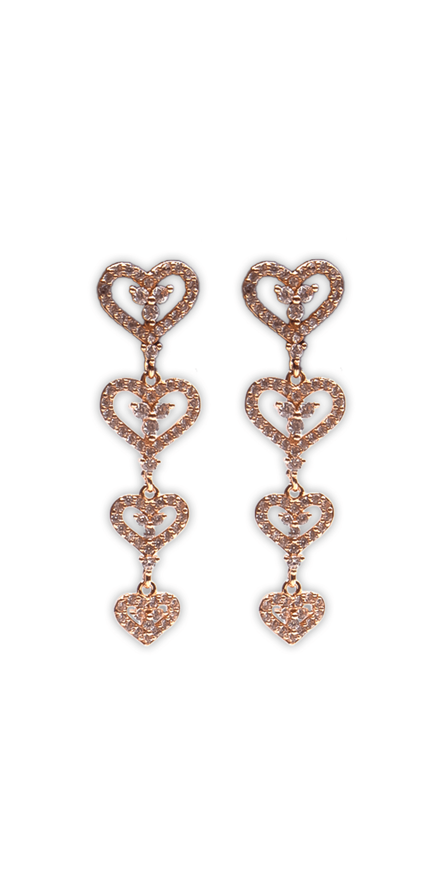 Camille La Vie/ Open Heart Drop Cubic Zirconia Earrings/Size OS/Rose-Gold/ Front