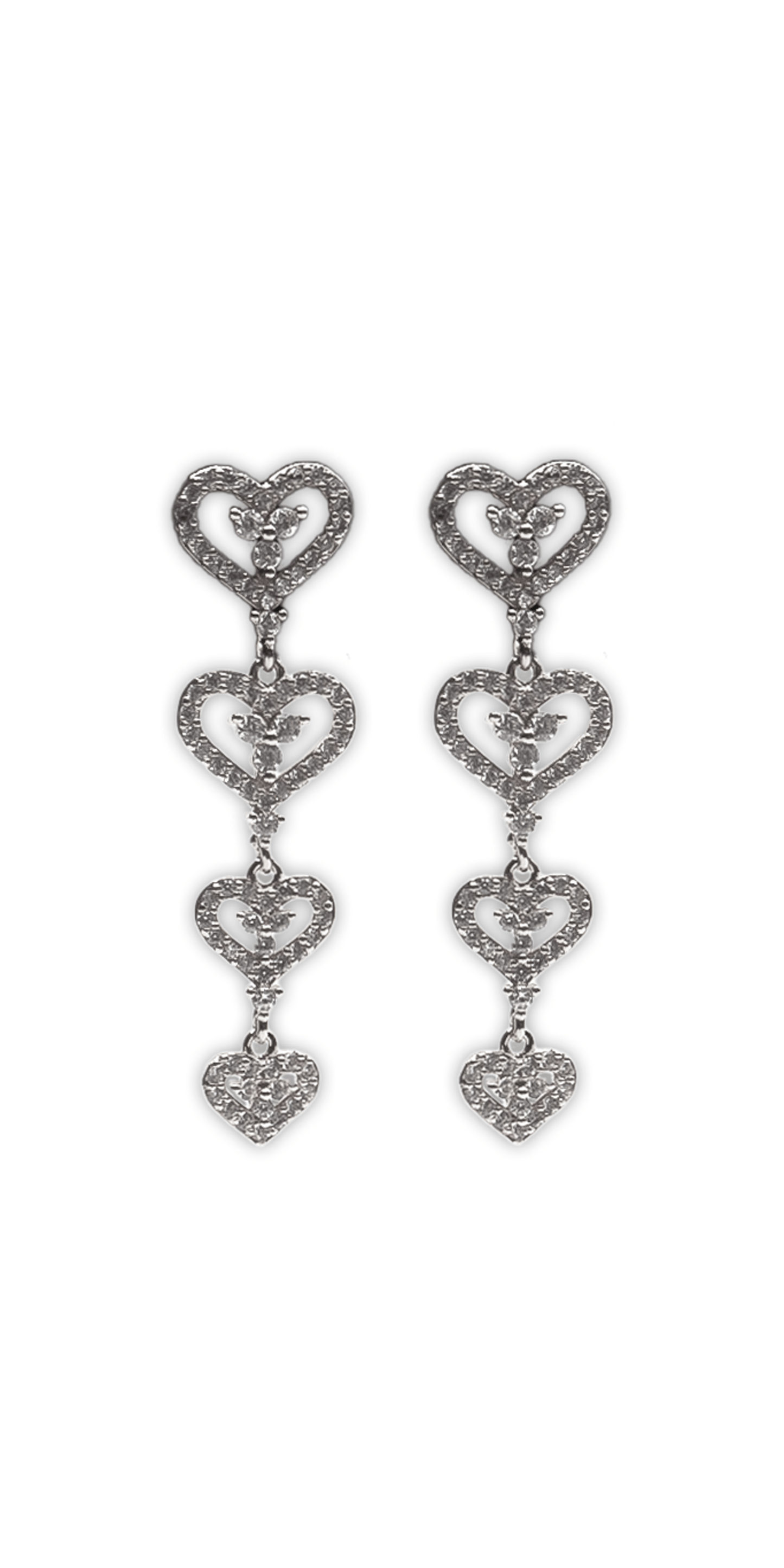 Camille La Vie/ Open Heart Drop Cubic Zirconia Earrings/Size OS/ Silver/ Front