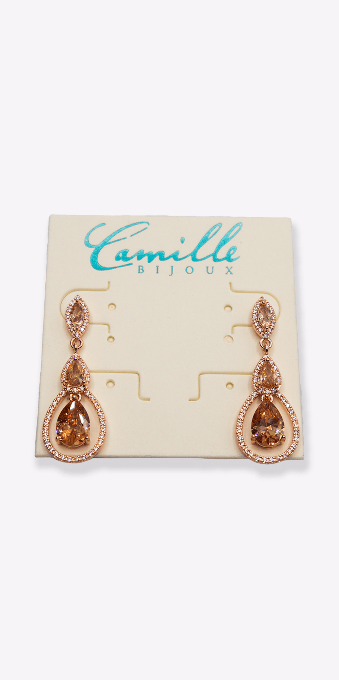Camille La Vie Tear Drop Halo Cubic Zirconia Earrings