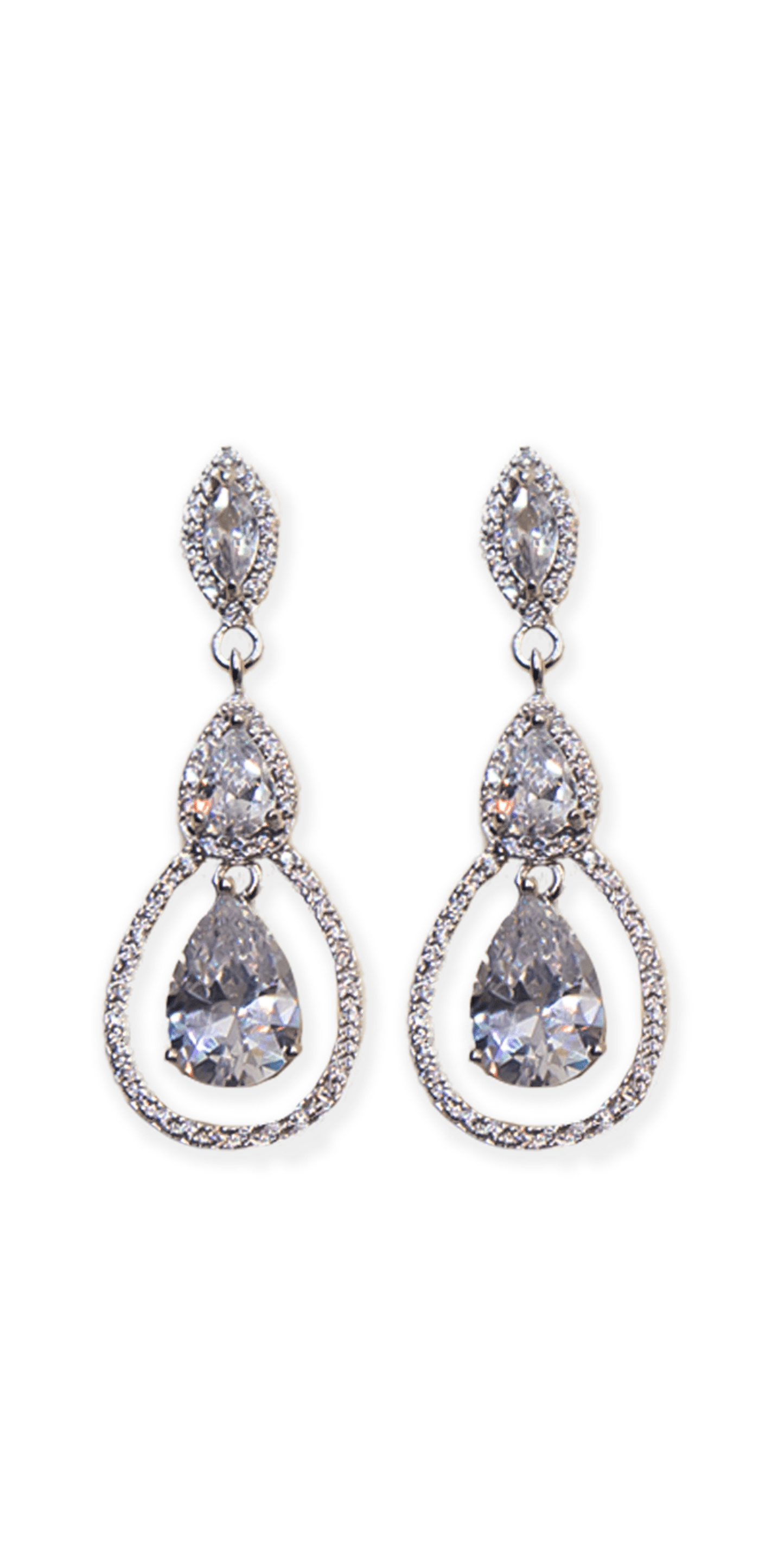 Camille La Vie Tear Drop Halo Cubic Zirconia Earrings