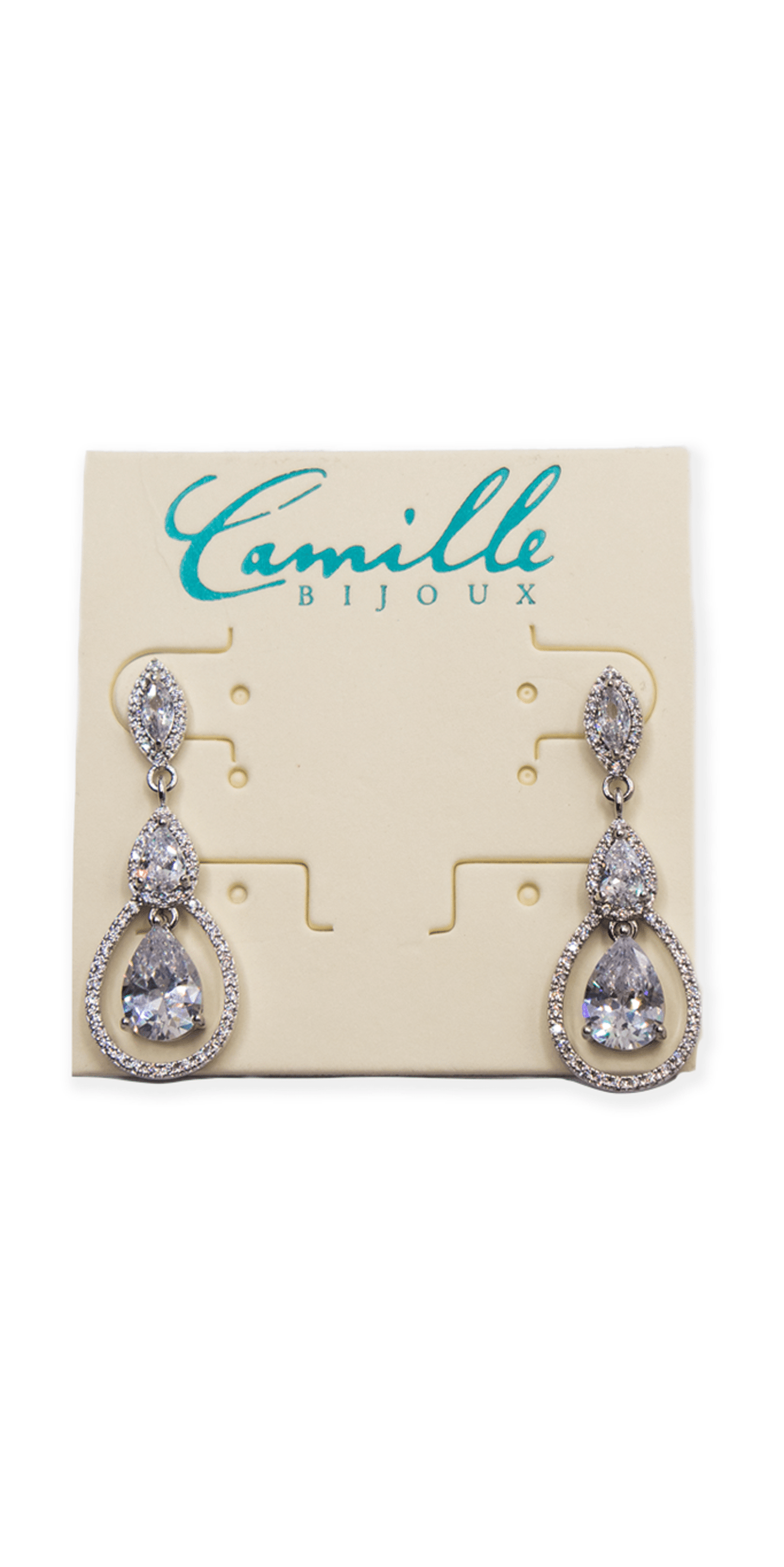 Camille La Vie Tear Drop Halo Cubic Zirconia Earrings
