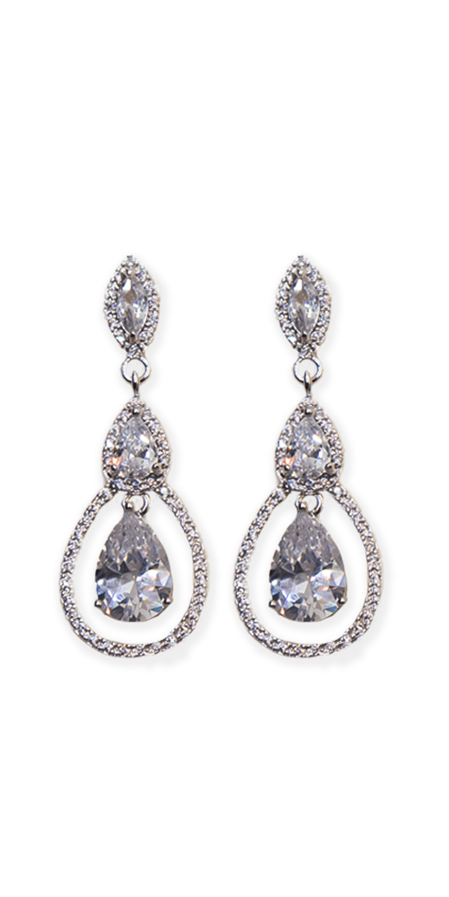 Camille La Vie/ Tear Drop Halo Cubic Zirconia Earrings/ Size OS/Silver/ Front