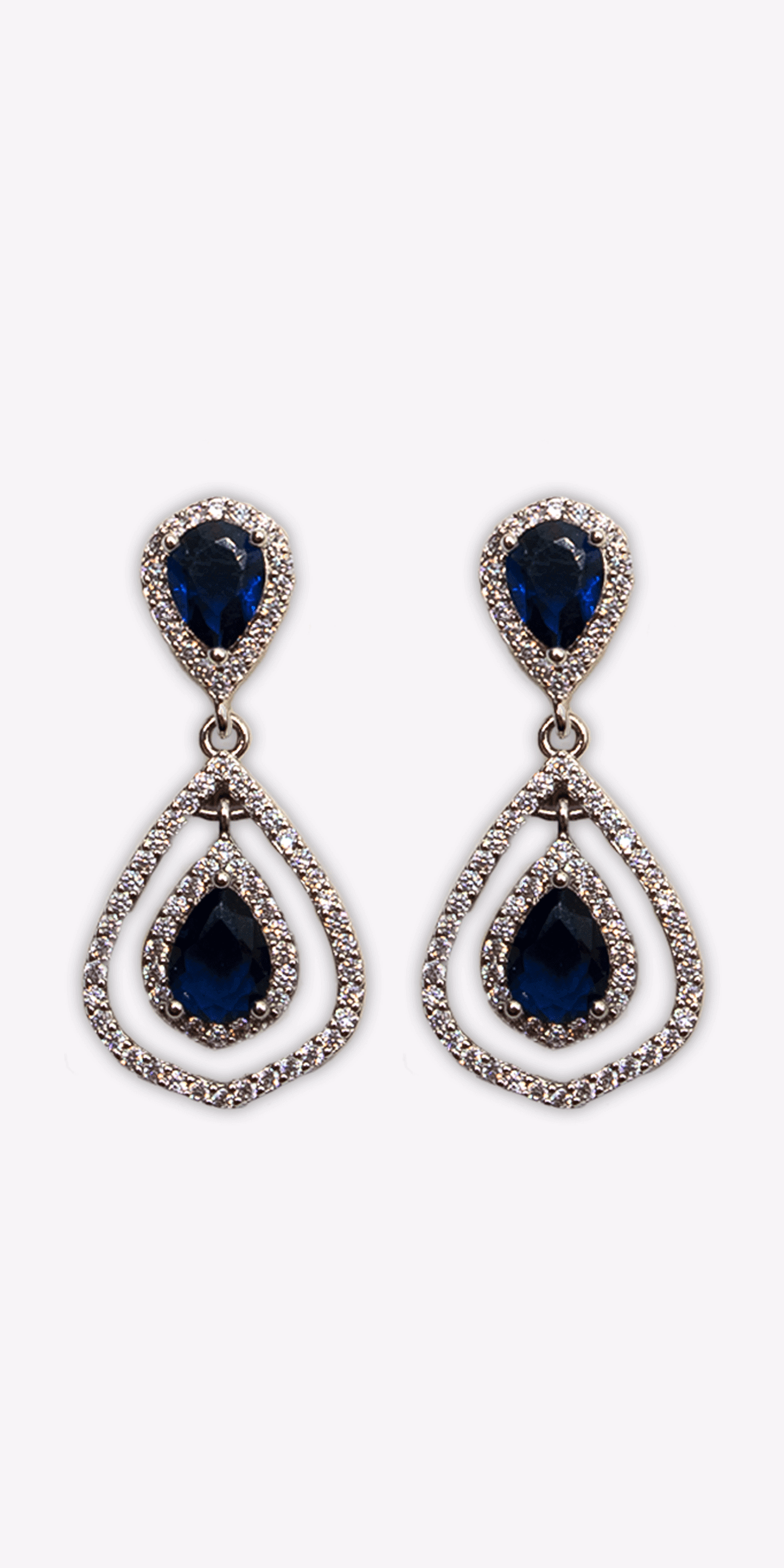 Camille La Vie /Double Teardrop Cubic Zirconia Earrings / Size OS / blue / Front