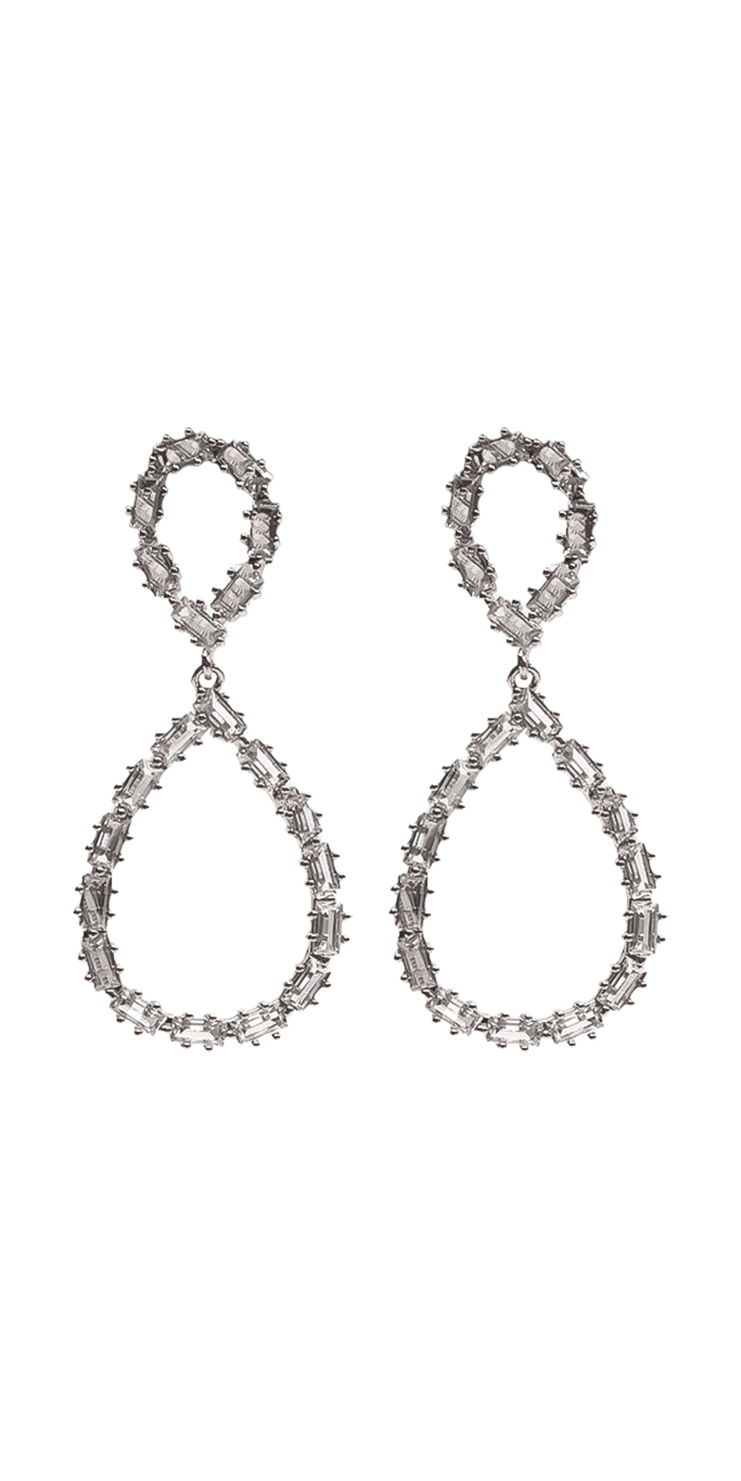 Camille La Vie Open Teardrop Cubic Zirconia Earrings OS / silver