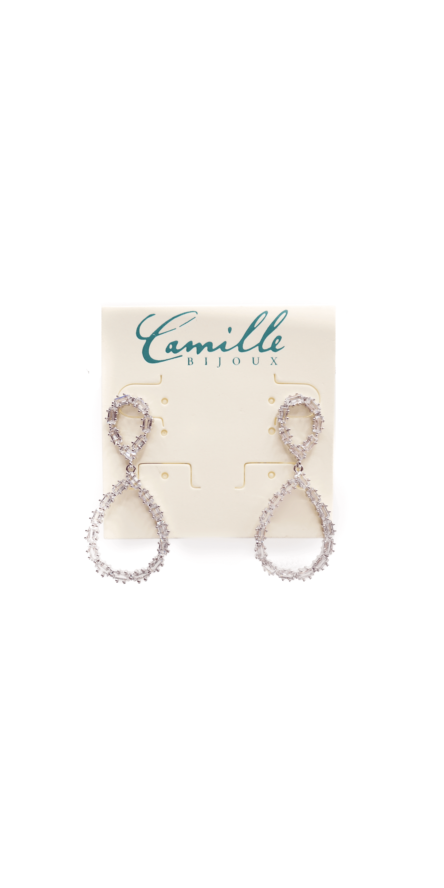 Camille La Vie/ Open Teardrop Cubic Zirconia Earrings/ Size OS/ Silver/Front Alt