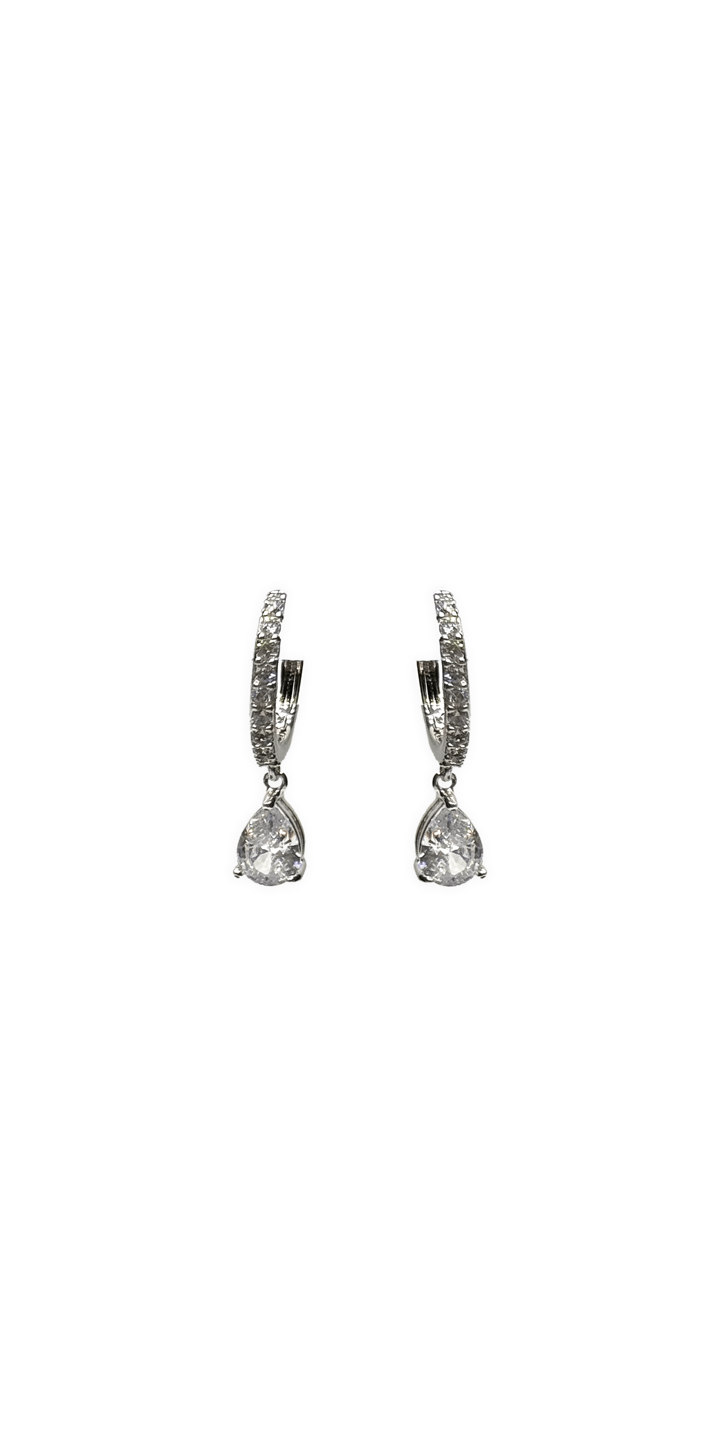 silver Size OS Camille La Vie Channel Set Teardrop Hoop Earrings