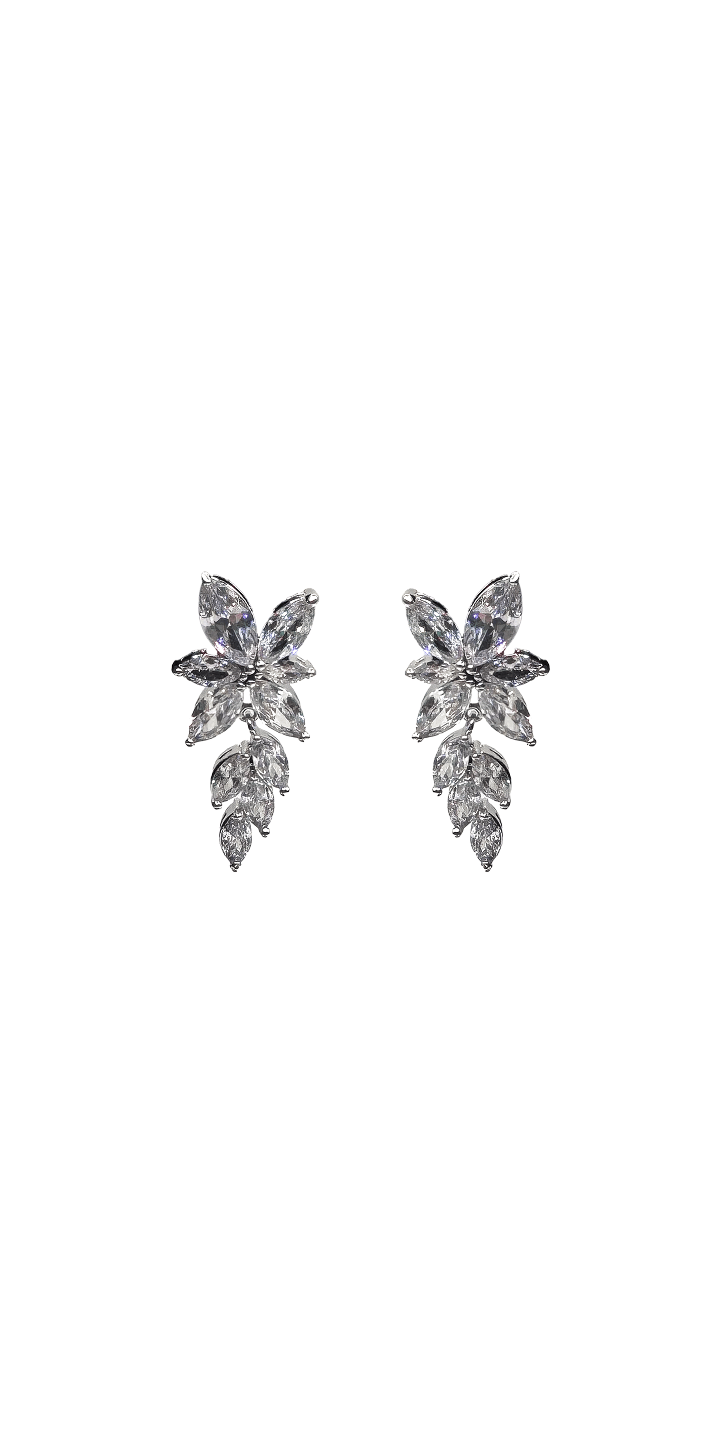 silver/ Size OS/Camille La Vie /Cluster Stone Drop Cubic Zirconia Earrings/Front