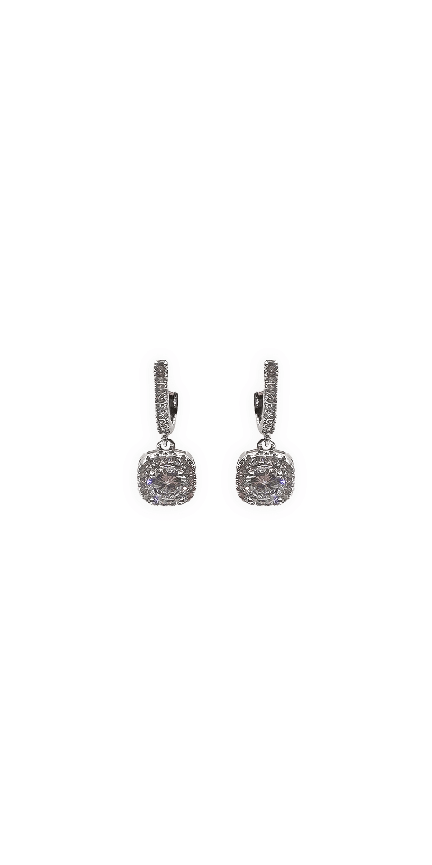 silver/size/OS/Camille La Vie/Leverback Cushion Stone Earrings/front