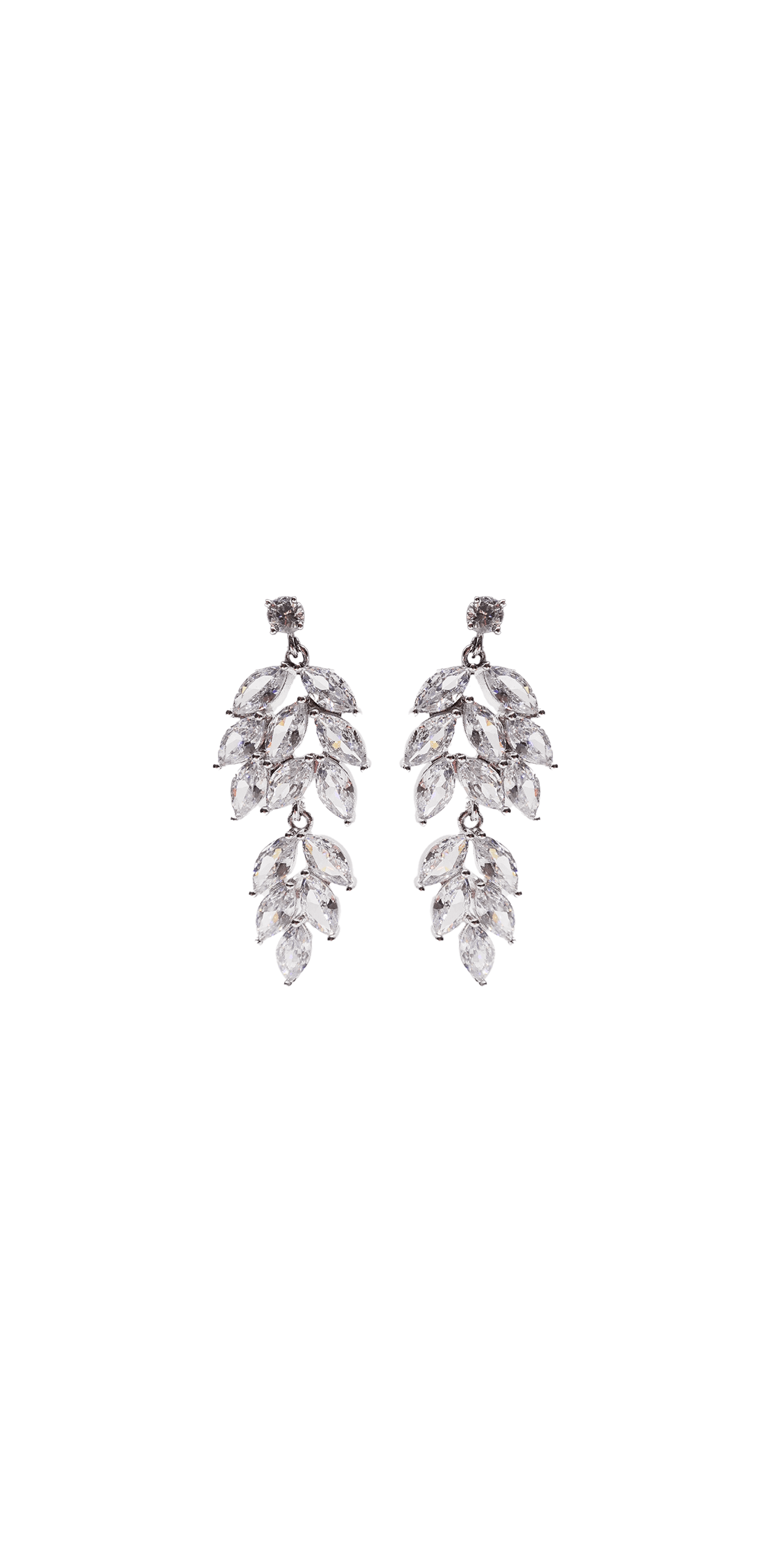silver/size/OS/Camille La Vie/Double Cluster Rhinestone Teardrop Earrings/front