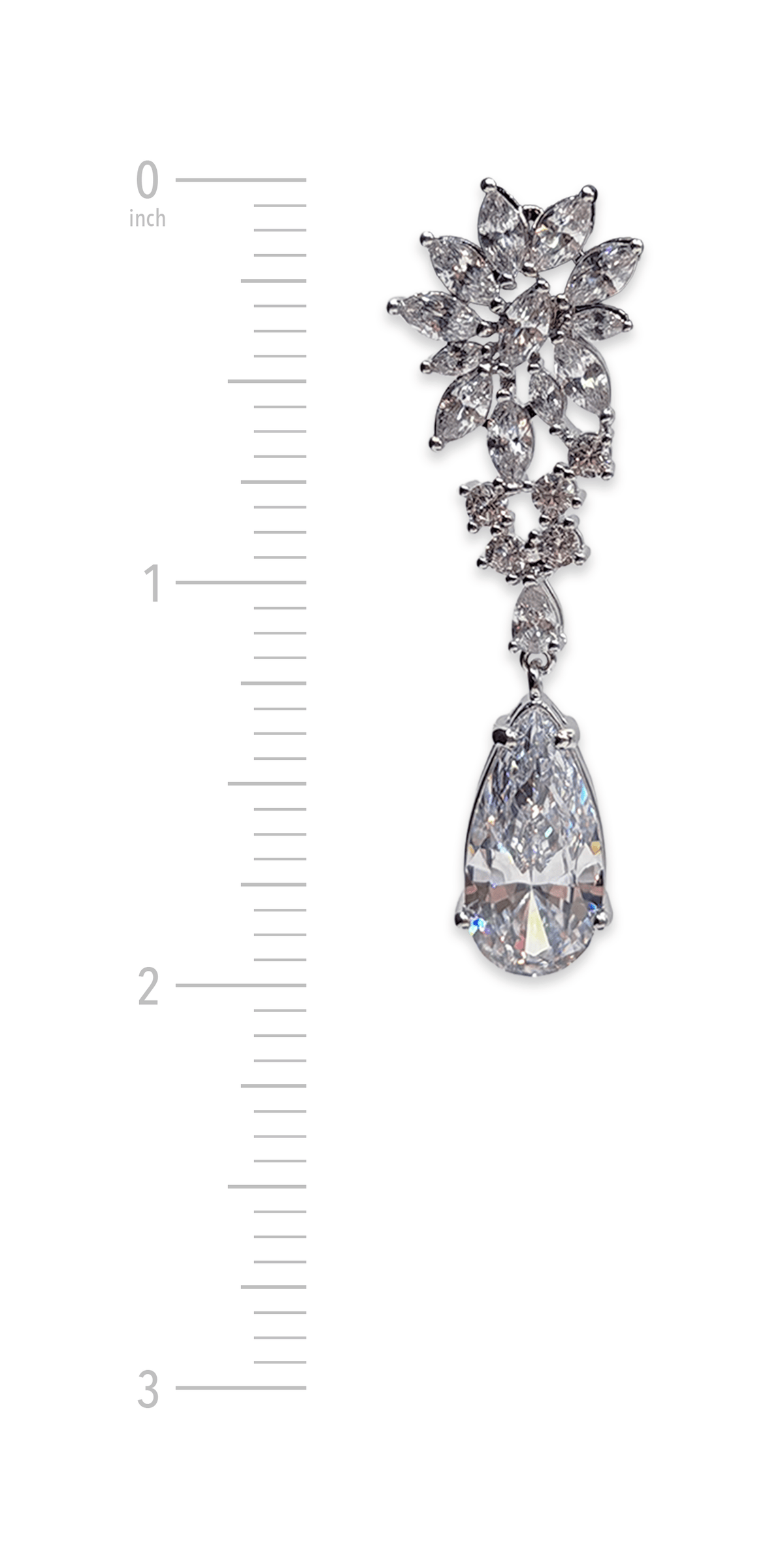 silver/one size/Camille La Vie/Flower Rhinestone Earring with Tear Drop/front alt