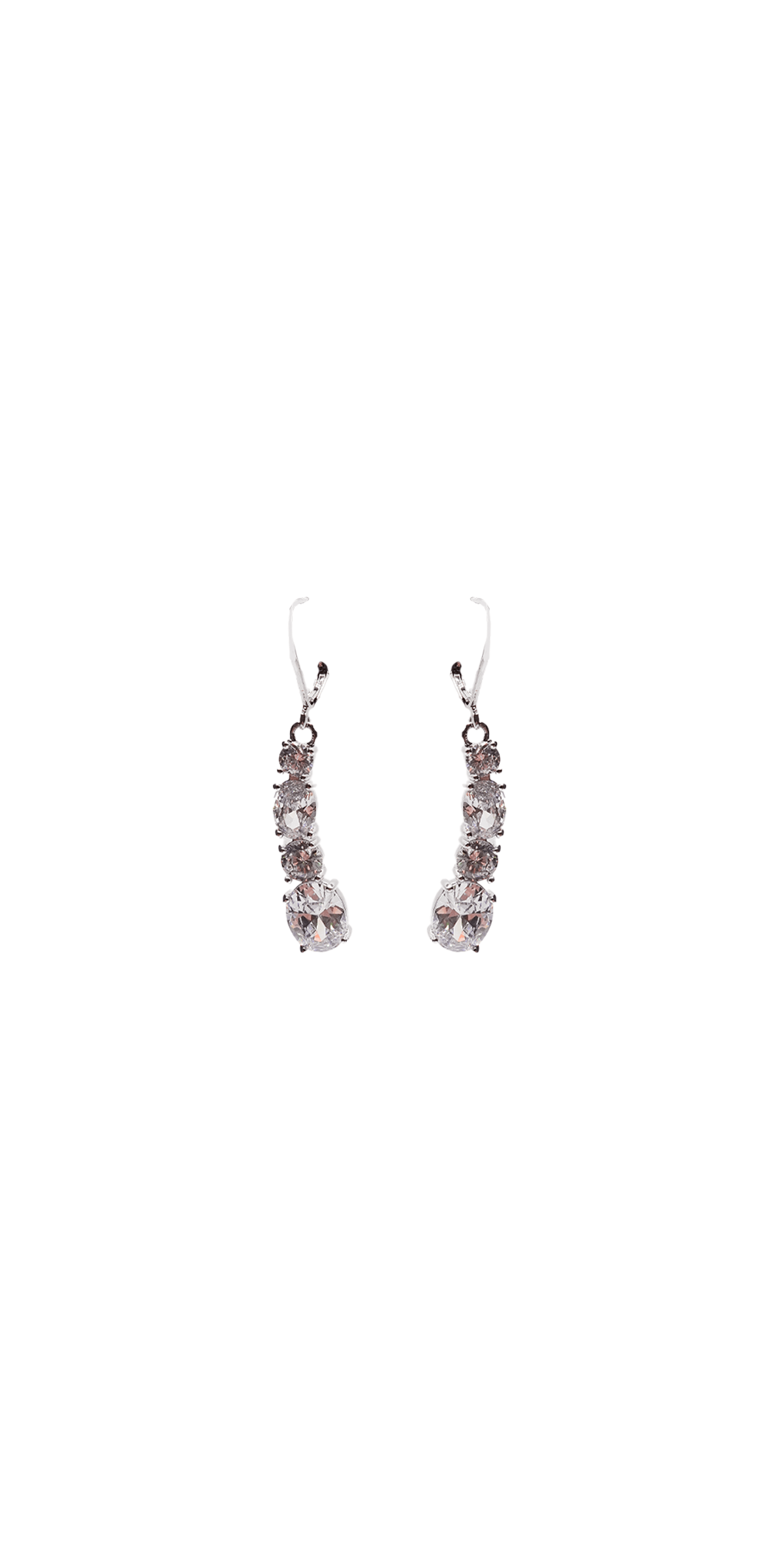 silver Size OS Camille La Vie Graduated Rhinestone Earrings with Hoop Clasp