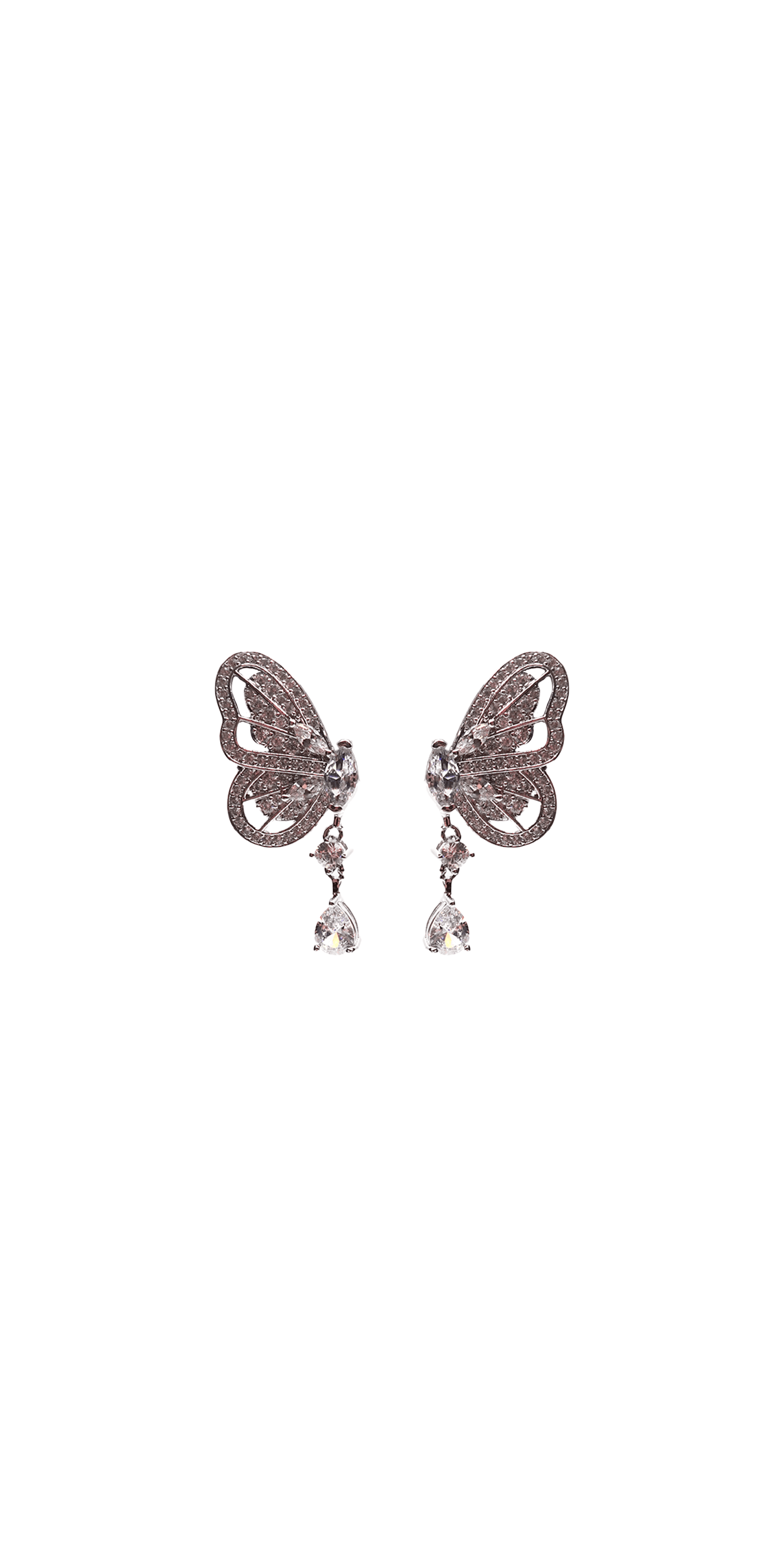 Camille La Vie Cubic Zirconia Butterfly Drop Earrings OS / silver