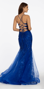 Plunging Embroidered Sequin Open Triple X Back Dress Image 5