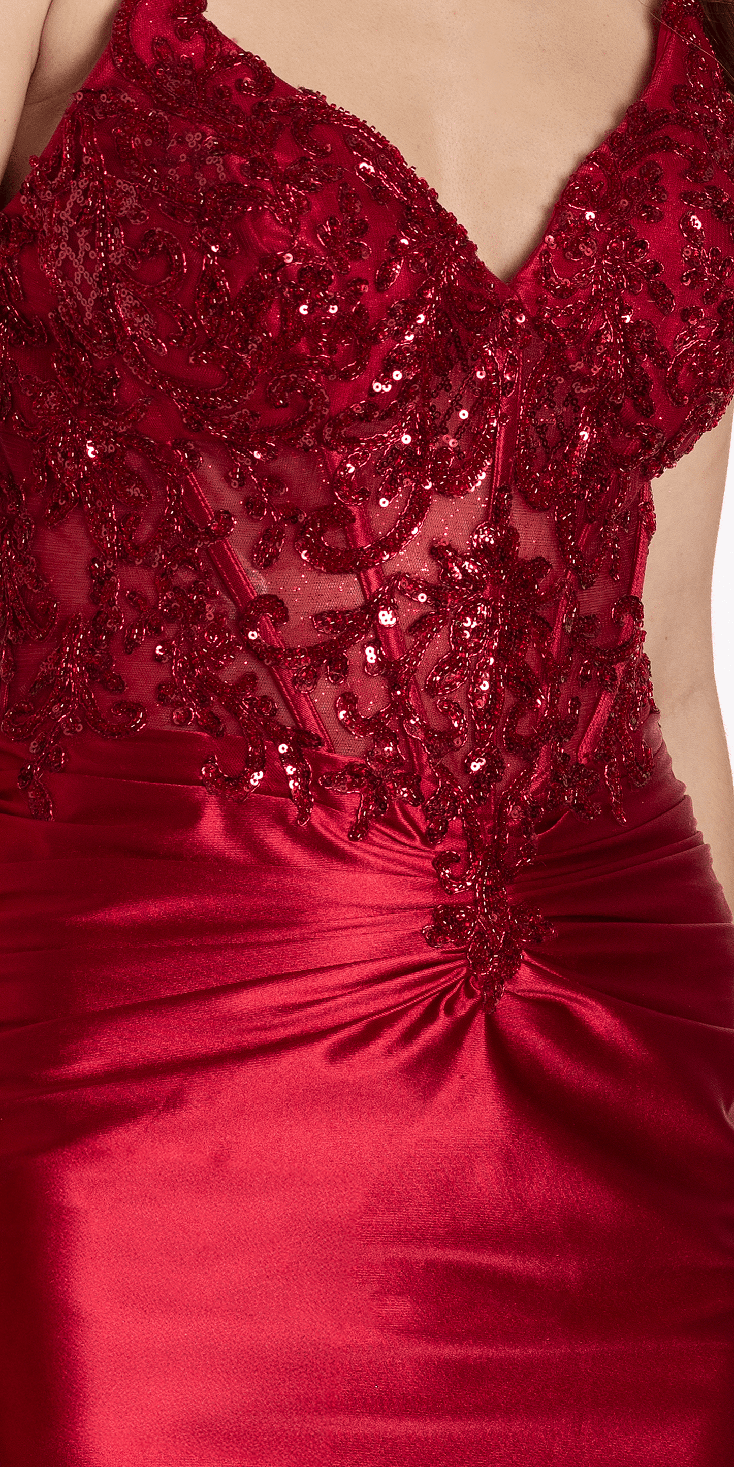Camille La Vie/ Sequin Sweetheart Satin Lace Up Back Bodycon Dress/ missy / size /00 / wine/swatch