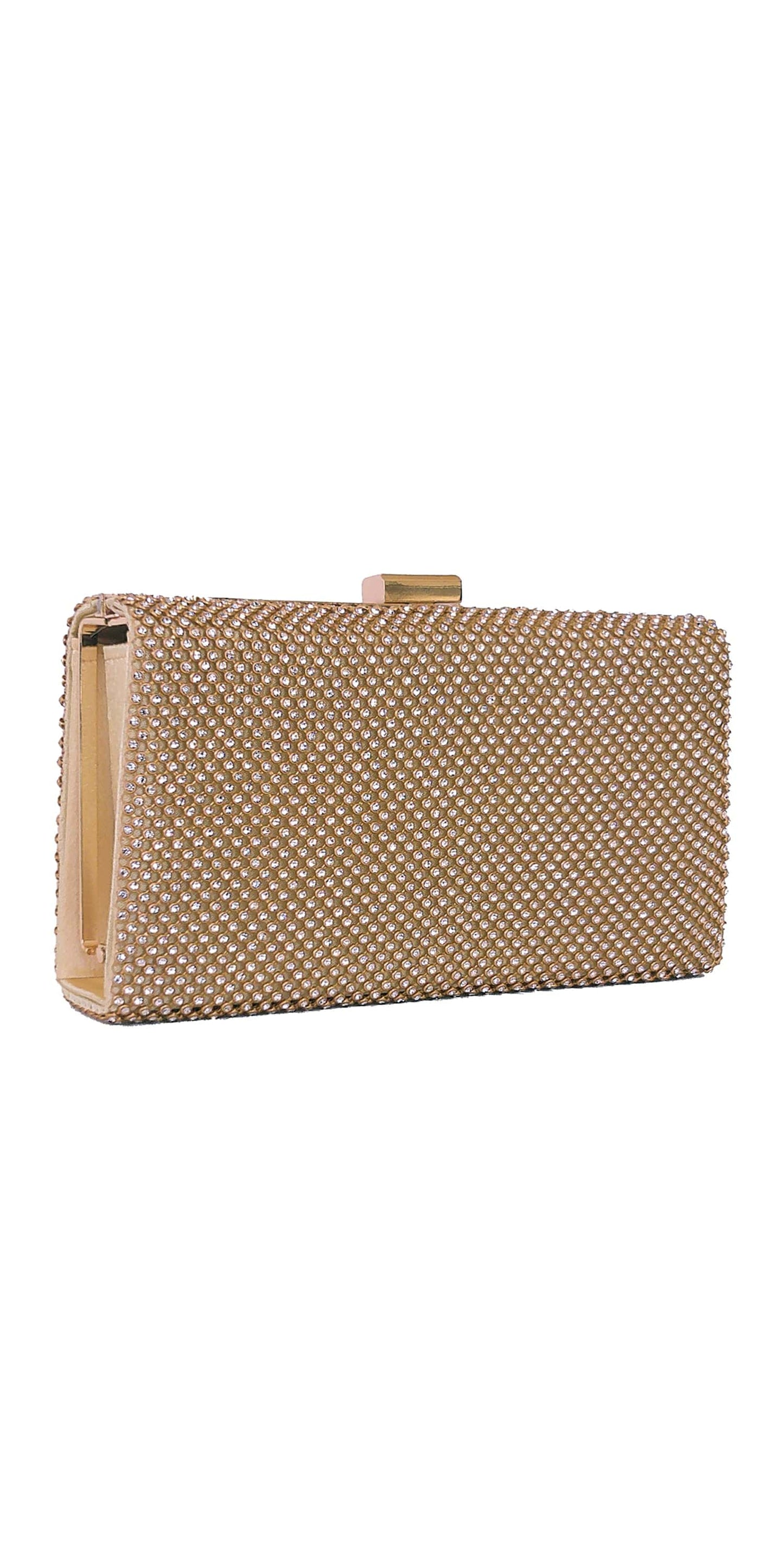 Camille La Vie/ All Over Rhinestone Top Closure Handbag /No Size / gold/Front