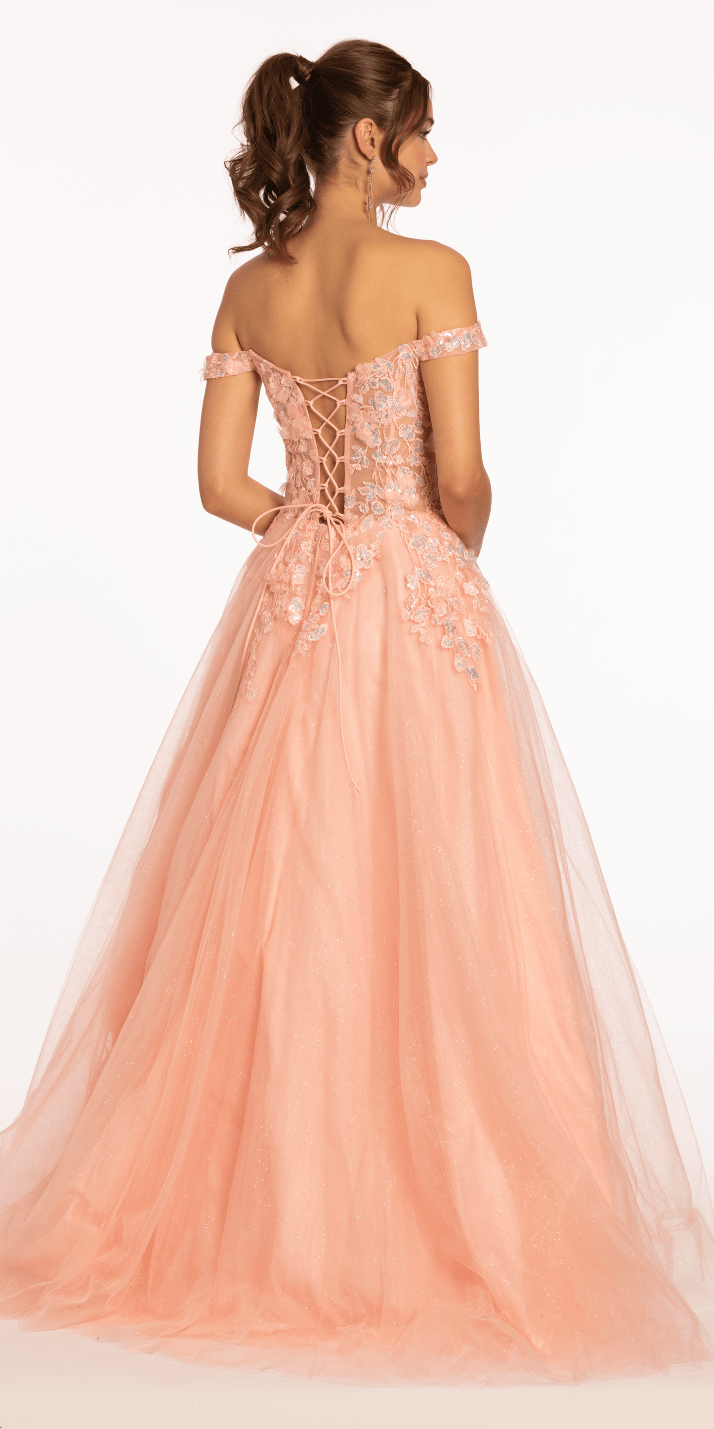 blush Size 0 missy Camille La Vie 3 D Floral Embroidered Off the Shoulder Ballgown
