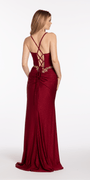 Glitter Knit Lace Up Back Dress with Side Slit Image 4