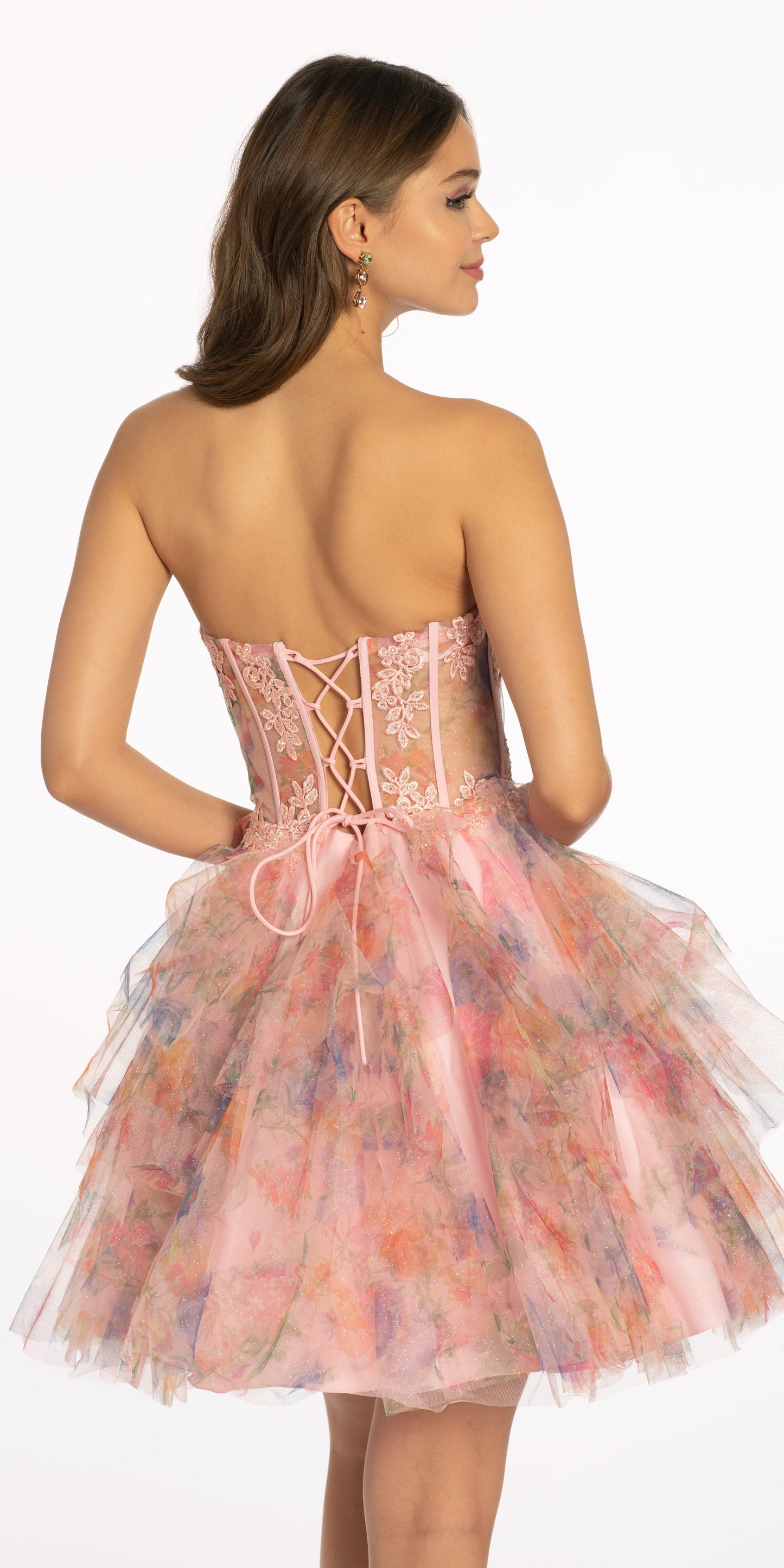 Camille La Vie /Sweetheart Embroidered Mesh Floral Tiered Fit and Flare Dress/ missy/size/0/coral/back