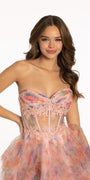 Sweetheart Embroidered Mesh Floral Tiered Fit and Flare Dress Image 4