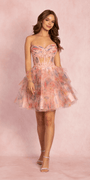 Sweetheart Embroidered Mesh Floral Tiered Fit and Flare Dress Image 1