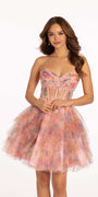 Sweetheart Embroidered Mesh Floral Tiered Fit and Flare Dress Image 2