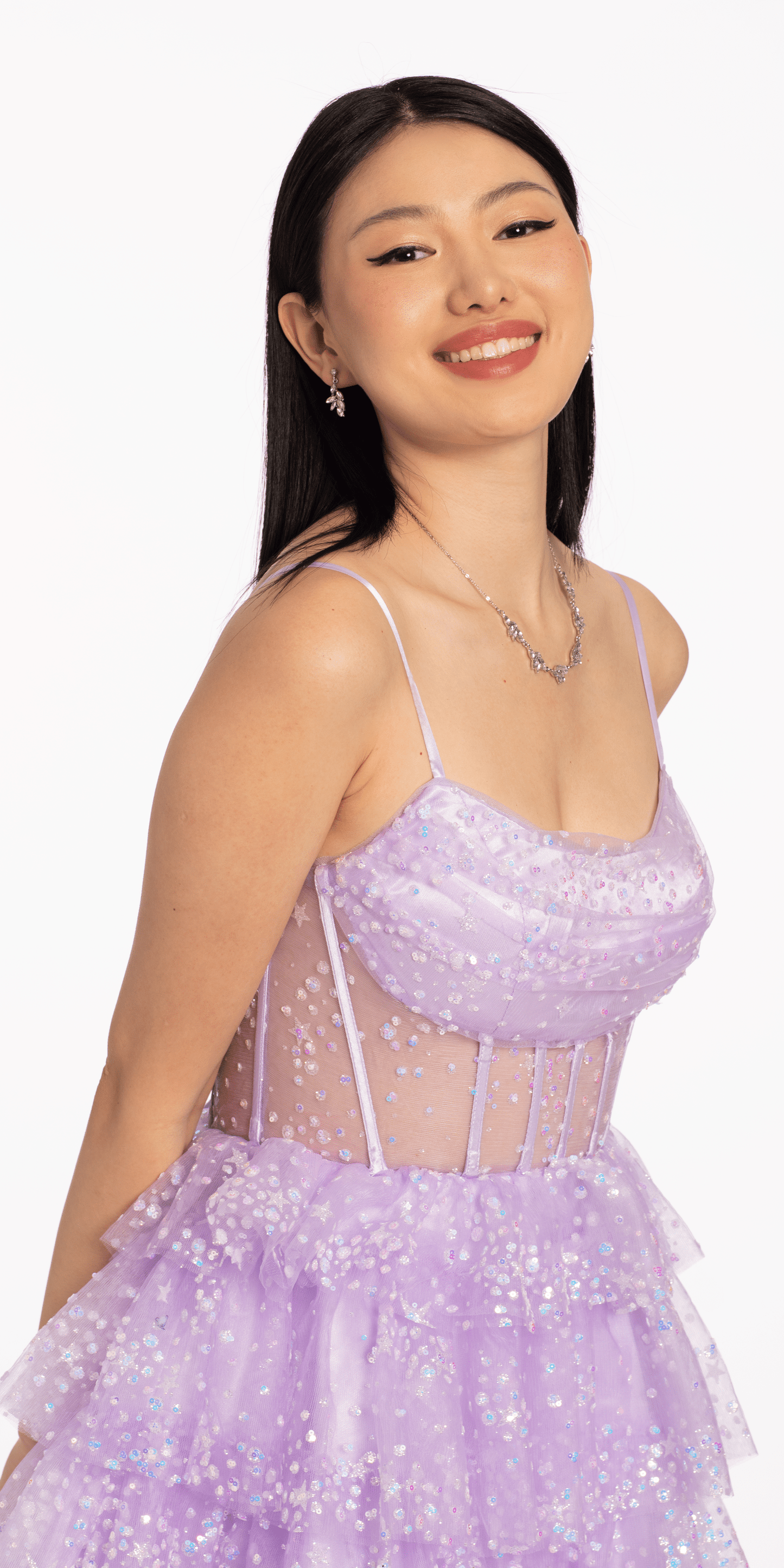 lilac Size 00 missy Camille La Vie Glitter Corset Fit and Flare Lace Up Back Dress