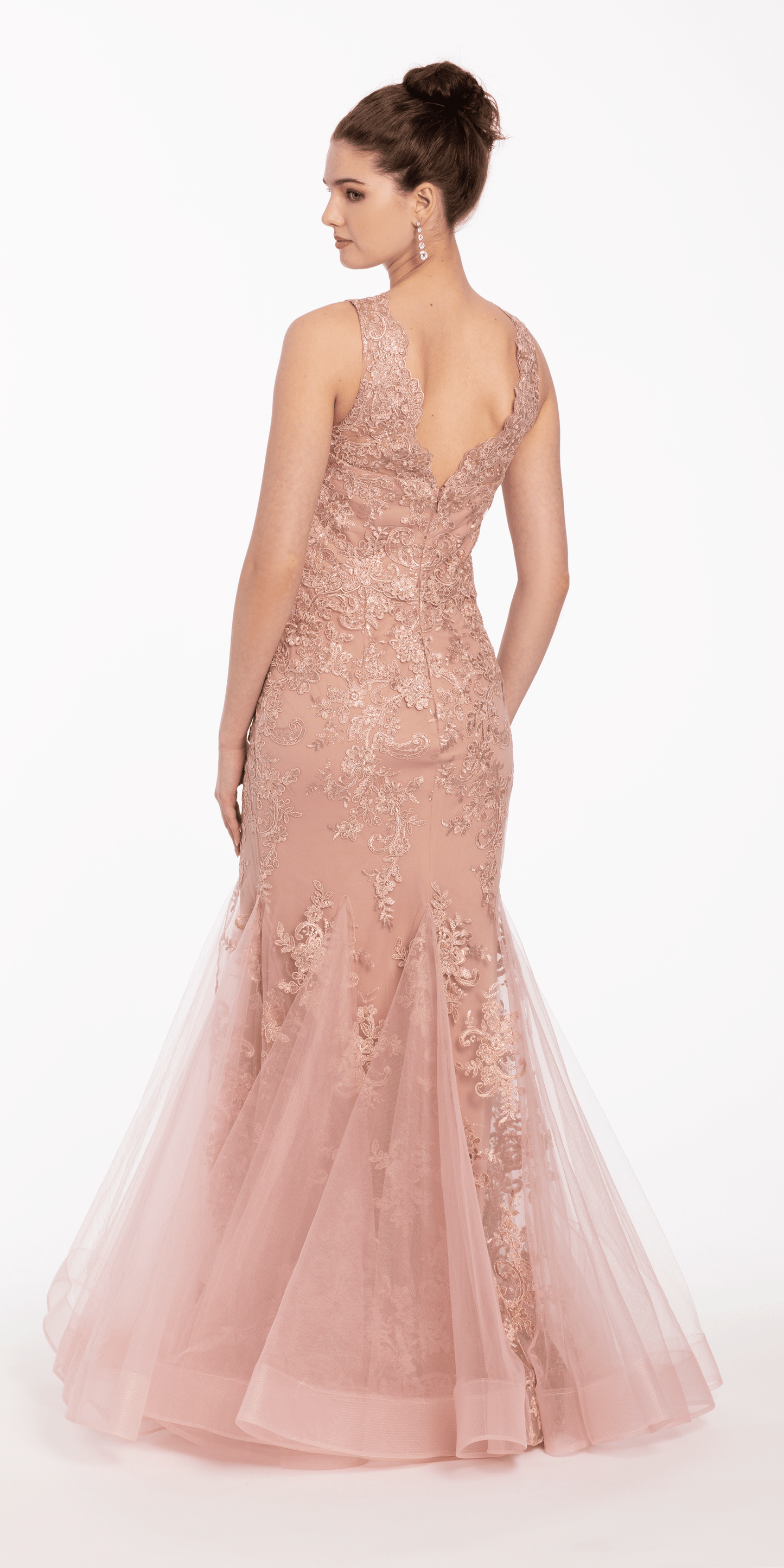rose Size 0 missy Camille La Vie V Neck Embroidered Mermaid Dress with Godets