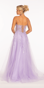 Sweetheart Plunging Mesh Corset Ballgown with Embellished Appliques Image 5