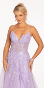 Sweetheart Plunging Mesh Corset Ballgown with Embellished Appliques Image 3