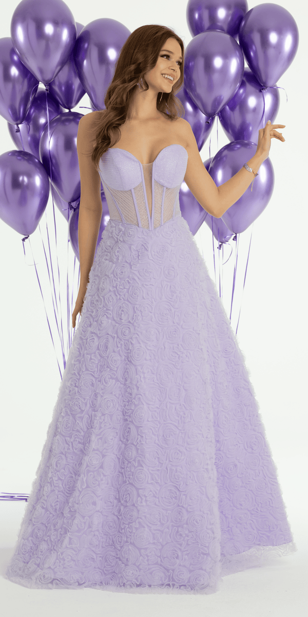 Collective Dress - Rosette Glitter Mesh Plunging Corset Ballgown image 4