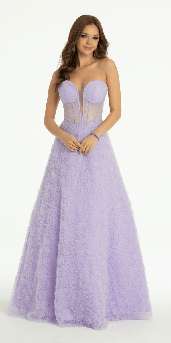 Collective Dress - Rosette Glitter Mesh Plunging Corset Ballgown image 5
