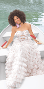 Sweetheart Triple Rose Peek-a-Boo Floral Mesh Tiered Ballgown Image 2
