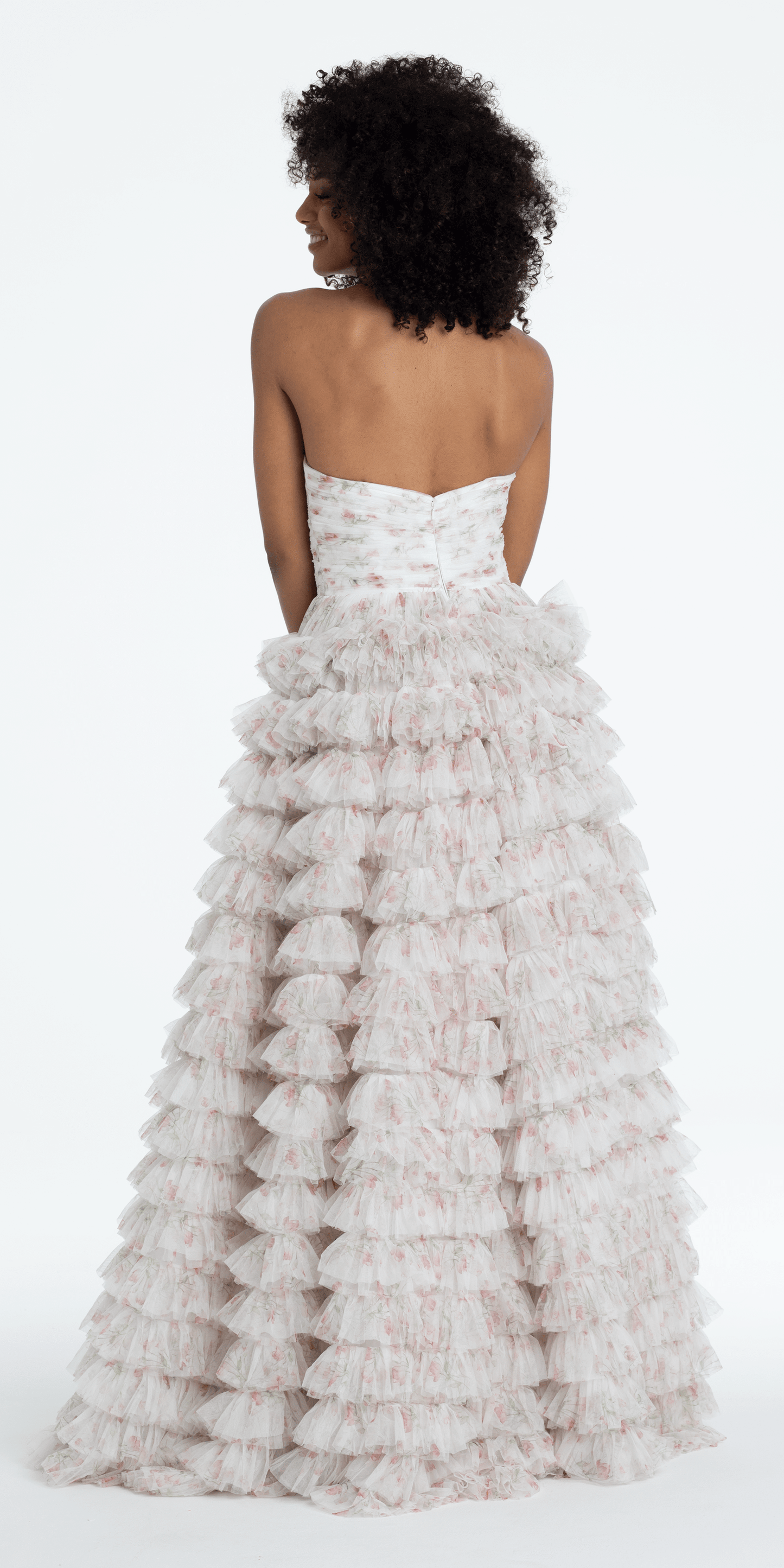 ivory-pink/size/0/missy/Camille La Vie/Sweetheart Triple Rose Peek-a-Boo Floral Mesh Tiered Ballgown/back