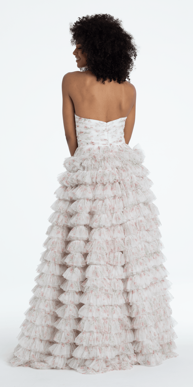 Sweetheart Triple Rose Peek-a-Boo Floral Mesh Tiered Ballgown Image 6