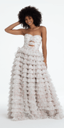 Sweetheart Triple Rose Peek-a-Boo Floral Mesh Tiered Ballgown Image 4