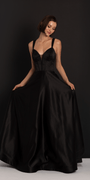 Beaded Satin Sweetheart Corset A Line Dress with Pockets Image 4