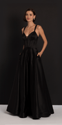 Beaded Satin Sweetheart Corset A Line Dress with Pockets Image 3