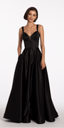Beaded Satin Sweetheart Corset A Line Dress with Pockets Image 1