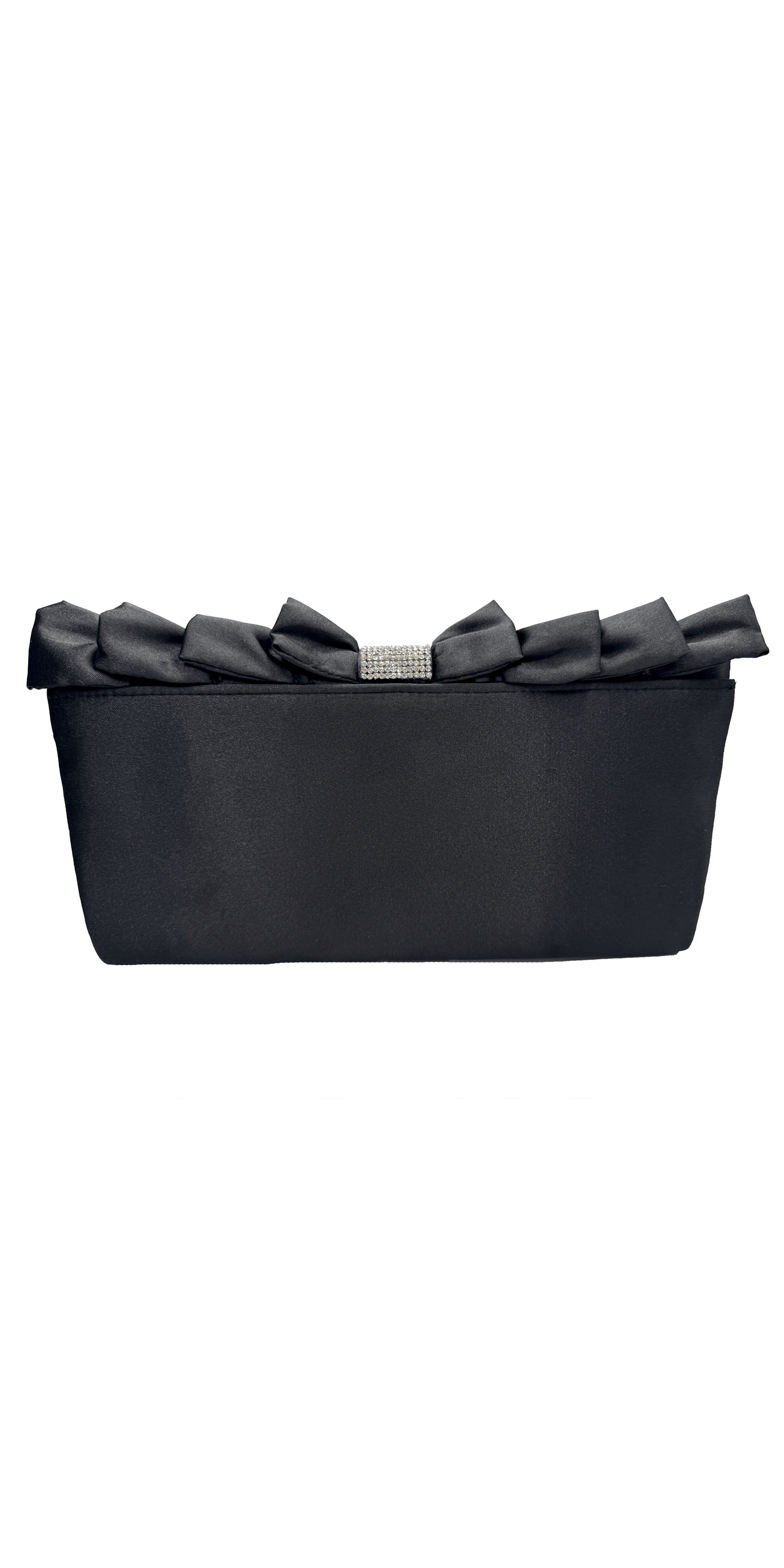 Camille La Vie/ Satin Ruffle Full Flap Handbag with Rhinestone Detail/ OS / black/back