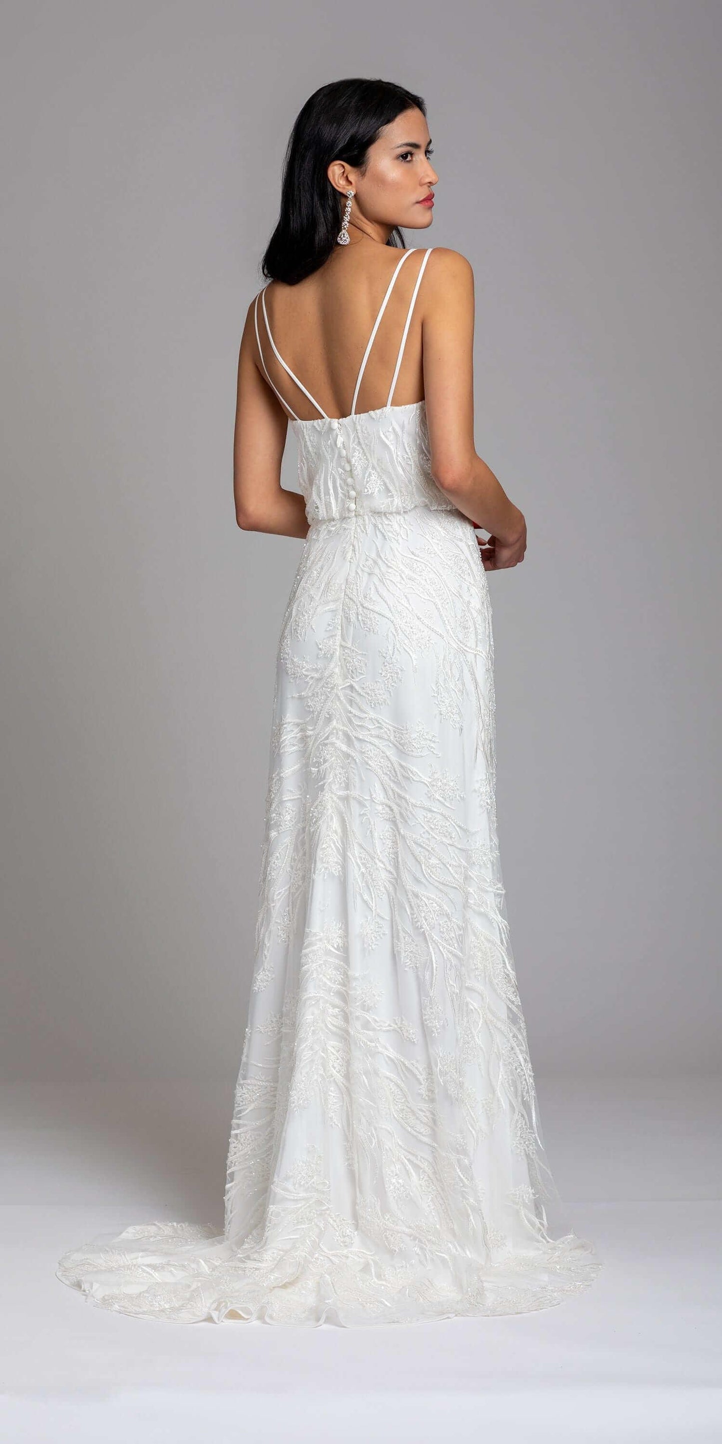 ivory/size/4/missy/ Camille La Vie/Strappy Back Beaded Embellished Blouson Dress /back