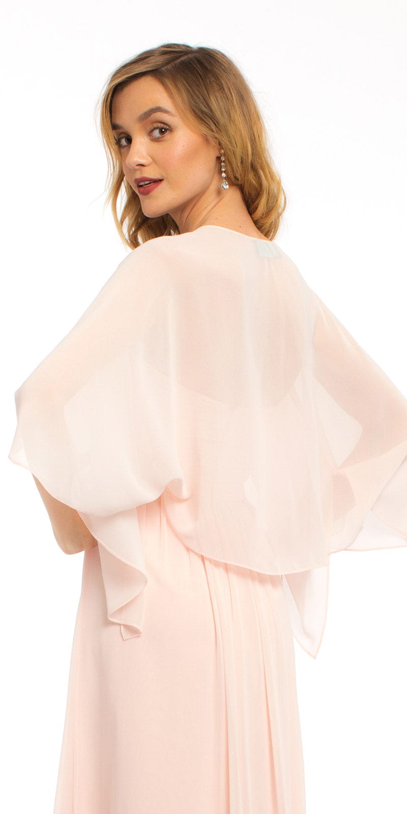 Camille La Vie /Chiffon Convertible Cape/ Size / SM/ light-pink/ back