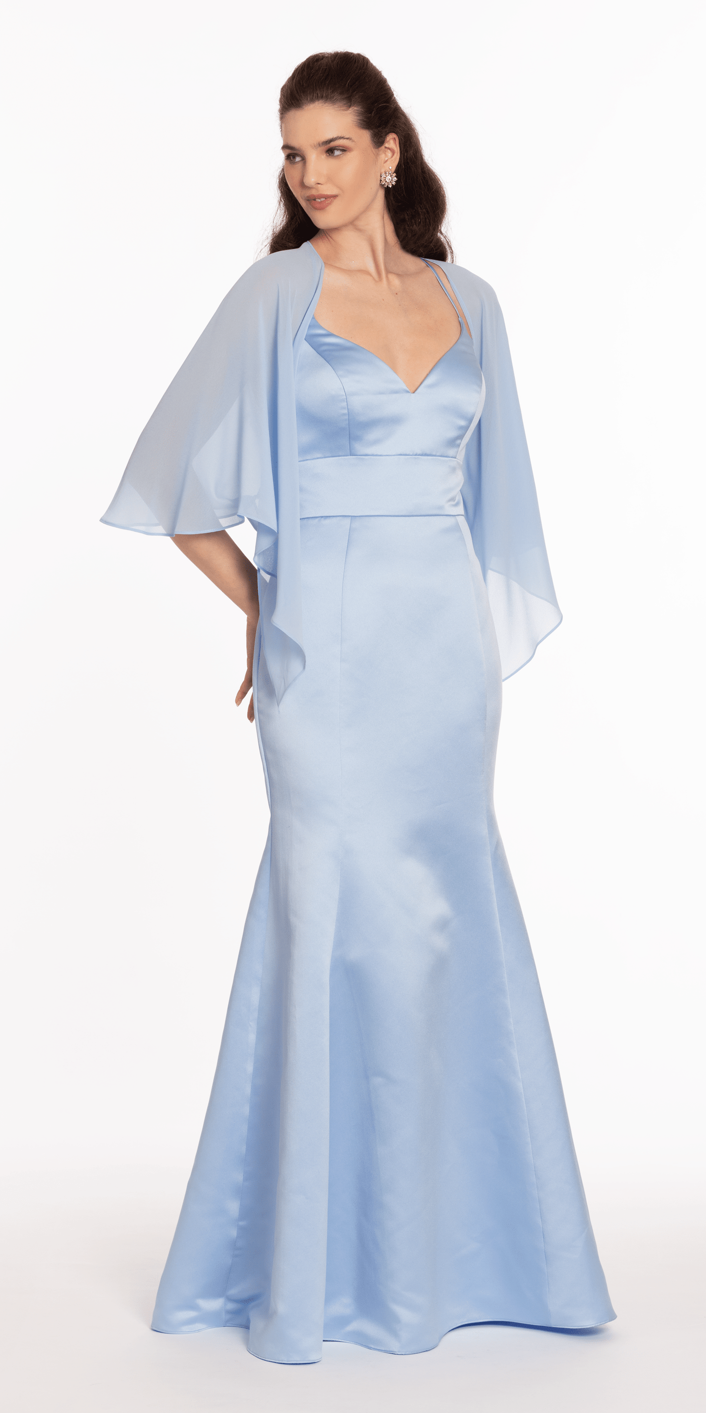 Camille La Vie /Chiffon Convertible Cape/ Size / S-M/ light blue/ Front Alt