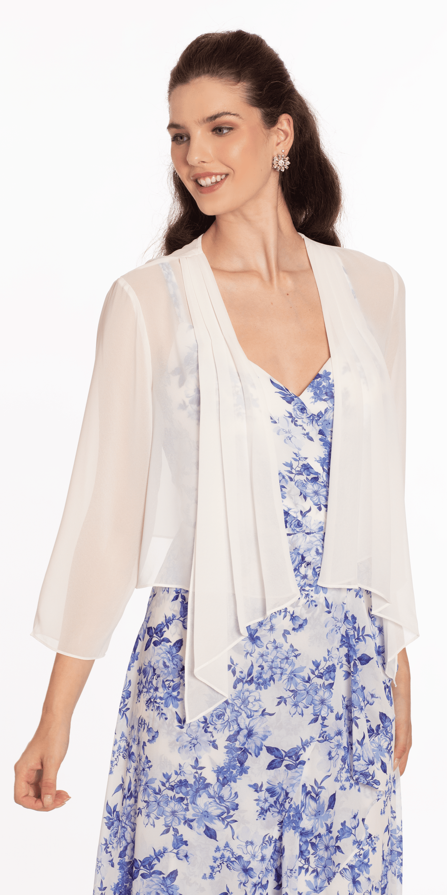 ivory Size LXL missy Camille La Vie Chiffon Drape Front Jacket with Sleeves